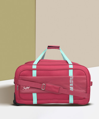 SKYBAGS Cult Polyester 62 cm Large Size | Stylish Duffel Trolley with Wheels|Red-Unisex Duffel With Wheels (Strolley)