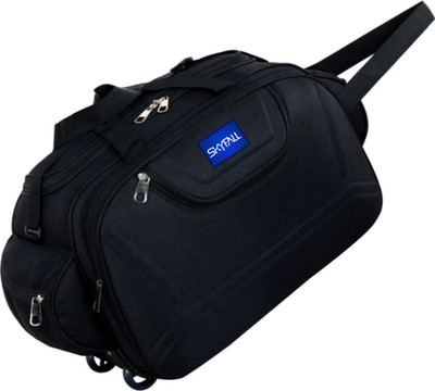 skyfall (Expandable) Duffel With Wheels Waterproof Lightweight -BLACK - Large Capacity Duffel With Wheels (Strolley)