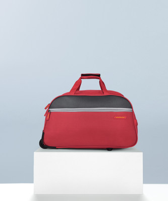 ARISTOCRAT Enigma 52 CM Polyester Softsided Cabin size 2Wheels Duffle Trolley Wheels - Red Duffel With Wheels (Strolley)