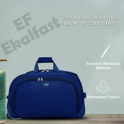 EKALFAST (Expandable) 75LStrolley Duffel Bag PREIMUM POLYSTER(BLUE)WITH TROLLEY Large Capacity(24INCH Duffel With Wheels (Strolley)
