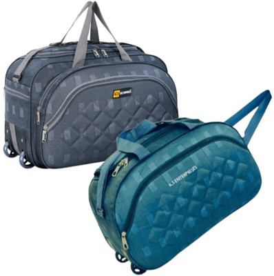 K.S ENTERPRISES (Expandable) 60 L Travel Duffle Bag with 2 Wheels Combo Duffel Bag For men and women Duffel With Wheels (Strolley)