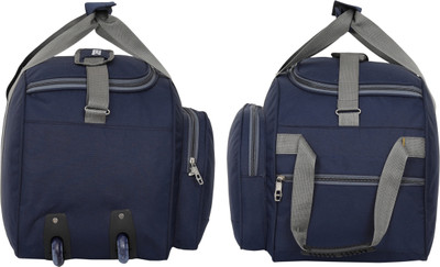 CREEPER (Expandable) Expandable premium havy duty polyester lightweight 60L travel duffel luggage bag traveling bags with 2 wheel (R-00023 Navy Blue) Duffel With Wheels (Strolley)