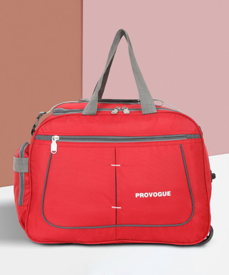 PROVOGUE (Expandable) 70 L Strolley duffel bags Travel Luggage Duffel Bag Large Capacity(Red grey) Duffel With Wheels (Strolley)