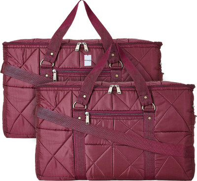 HOMESTIC By Kuber Industries Parachute Foldable Duffle Bag With Handle For Traveling Pack of 2 (Maroon) Duffel Without Wheels
