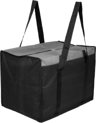 KUBER INDUSTRIES Canvas Zipper Clothing Jumbo Storage Bag with Handle|Medium|Black Duffel Without Wheels