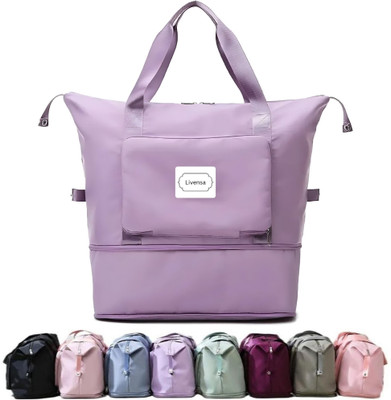 Livensa (Expandable) Waterproof Foldable Travel Duffel Bag Expandable Gym Office Bag for Women Duffel Without Wheels