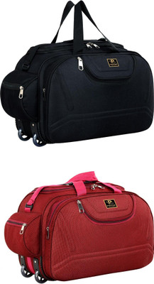 pryde (Expandable) @M-BLACK & M-RED_@ Duffel With Wheels (Strolley)