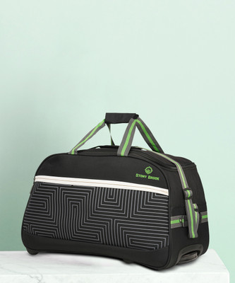 Stony Brook by Nasher Miles 20 inch/50 cm Maze Polyester Small 52cm Black Fluorescent Green Wheel Duffle Trolley Duffel With Wheels (Strolley)