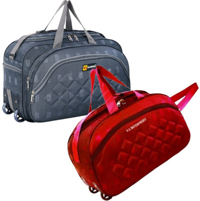 K.S ENTERPRISES (Expandable) 60 L Travel Duffle Bag with 2 Wheels Combo Duffel Bag For men and women Duffel With Wheels (Strolley)