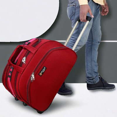 SK Fancy Luggage (Expandable) 60 L Strolley Duffel Bag - Waterproof 60 L Trolley Travel Duffel Bag with Wheels for Men and Women - Red - Regular Capacity Duffel With Wheels (Strolley)
