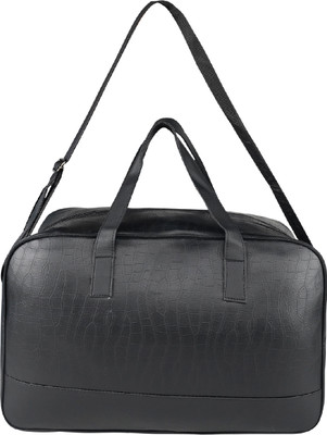 Mike Bags (Expandable) PU Leather 32L Fizz Duffle Bag - Black Duffel Without Wheels