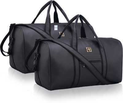 HOMESTIC By Kuber Industries 2 Pcs Premium Leather Duffle Bags for Travel for Women & Men | Black Duffel Without Wheels