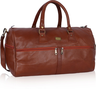 VOZIK (Expandable) Genuine Leather Stylish Weekender Travel Duffle Bag Gym Duffel Bag