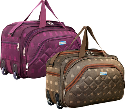LUGZY (Expandable) 1+1 Combo Light Weight Small Travel Duffel Bag High-Quality Luggage Bag Duffel With Wheels (Strolley)