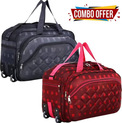 Zayn Enterprises (Expandable) Printed Soft Luggage Trolley Bag Combo Set of 2 with Wheels Duffel With Wheels (Strolley)