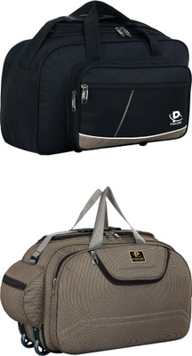 pryde (Expandable) @D1-BLACK AF & M-BROWN_@ Duffel With Wheels (Strolley)