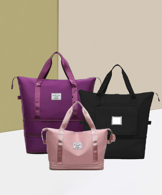 Berq (Expandable) Foldable Travel Duffle Shopping Bag Expandable Lightweight Waterproof Multicolor Duffel Without Wheels