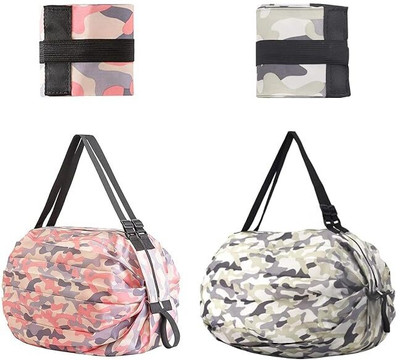 SJ STORE Two Pieces Foldable Shopping Bag Gym Duffel Bag