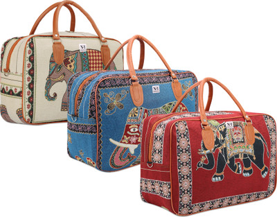 NFI essentials Pack of 3 Small Canvas Duffle Travel Bag for Men and Women Duffel Without Wheels