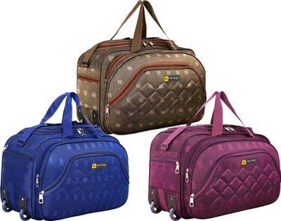 WAYCRAFT (Expandable) UNISEX COMBO SET OF 3 PREMIUM QUALITY DUFFEL BAGS FOR MEN & WOMEN Duffel With Wheels (Strolley)
