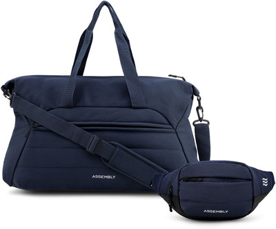 Assembly (Expandable) Premium Polyester Duffle Bag (45L) - Weekender Luggage Bag & Waist Bag (4.5L) Duffel Without Wheels
