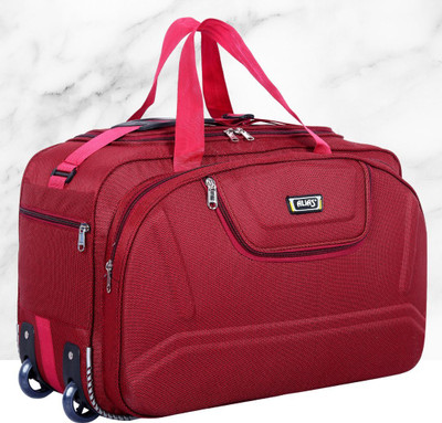 alias Unisex Polyester 40 litres RED Waterproof Travel Duffle Bag With Roller Wheels Duffel With Wheels (Strolley)