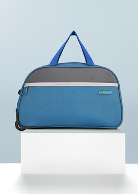 ARISTOCRAT Enigma 52 CM Polyester Softsided Cabin size 2Wheels Duffle Trolley - Blue Duffel With Wheels (Strolley)