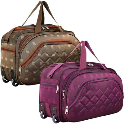 Zayn Enterprises (Expandable) Printed Soft Luggage Trolley Bag Combo Set of 2 with Wheels Duffel With Wheels (Strolley)