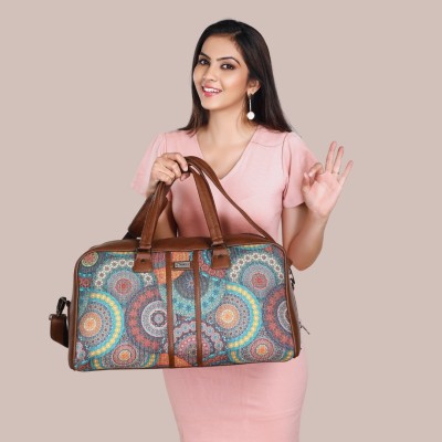 zebcobags Travel Luggage Vegan Leather Printed Shoulder/Sling Bag, Floral Mandala Handbag Duffel Without Wheels