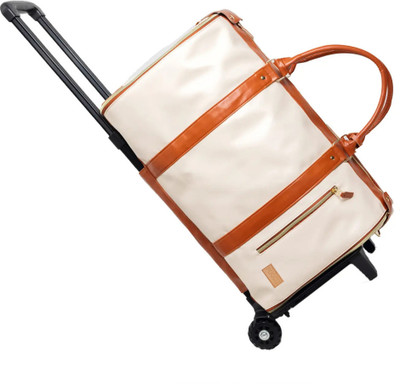 FUOCO (Expandable) Carry On Travel Trolley Bag, Large Size PU Leather Garment Duffle Bag Duffel With Wheels (Strolley)