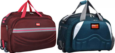 SHIFT (Expandable) Waterproof Polyester Lightweight 40 L Luggage Black Travel Duffel Bag Combos Duffel With Wheels (Strolley)