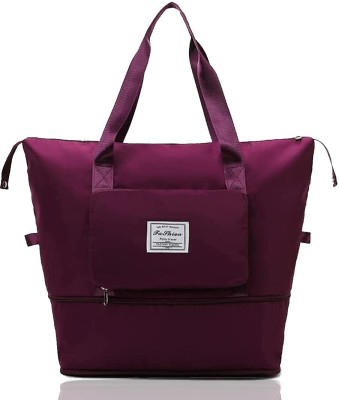 connecticut (Expandable) Maroon Large Capacity Duffle Bag, Expandable Folding Travel Bag for Women Duffel Without Wheels