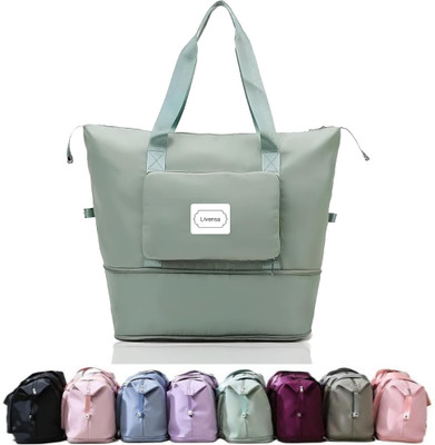 Livensa (Expandable) Travel Ready Foldable Duffel Bag Waterproof Expandable Gym Tote for Women Duffel Without Wheels