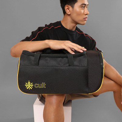 Cult 25 Litre Gym Duffle Bag Black Yellow Unisex with Multipockets(Black, Kit Bag)