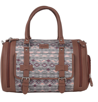 Amic Jute Printed Handcrafted Travel Bag, Luggage Shoulder Bag Duffel Without Wheels