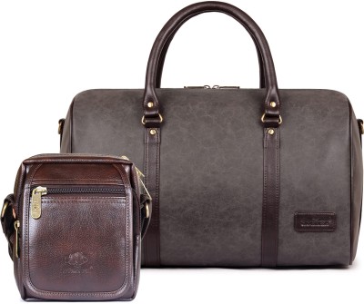 The CLOWNFISH Vegan Leather 29 L Travel Duffel Bag (Ash Grey) & Faux Leather Sling Bag(Brown) Duffel Without Wheels