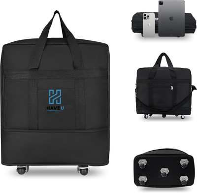 HAVEU (Expandable) 1 Layer Expandable Duffle Bags Nylon Convertible Travel Luggage with Wheels Duffel With Wheels (Strolley)