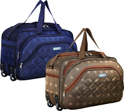 LUGZY (Expandable) 1+1 Combo Light Weight Small Travel Duffel Bag High-Quality Luggage Bag Duffel With Wheels (Strolley)