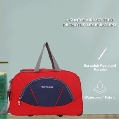 PROVOGUE (Expandable) 50 L Strolley Duffel Bag - Stark 2 - 50 - Red - Regular Capacity Duffel With Wheels (Strolley)