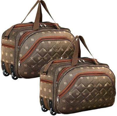 Zayn Enterprises (Expandable) Printed Soft Luggage Trolley Bag Combo Set of 2 with Wheels Duffel With Wheels (Strolley)