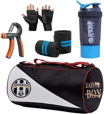 ANANYA ENTERPRISES Combo Set of Bag with Gym Gloves with Wrist Band and shaker Bottle hand gripper Gym Duffel Bag