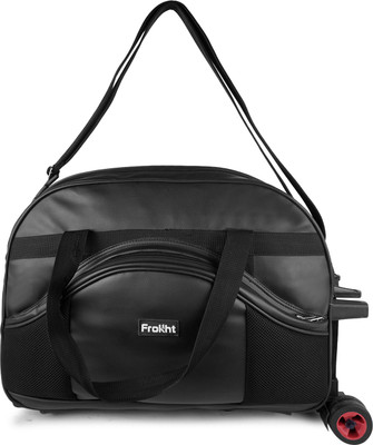 frokht ™ 20In Black Double Trolley Bag Made Double Wheel Luggage Trolley Travelling Duffel With Wheels (Strolley)