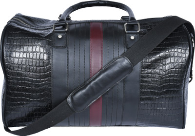 Celtic Black Color Pure Leather Duffel Bag for Travelling | Handmade Weekender Bag Duffel Without Wheels