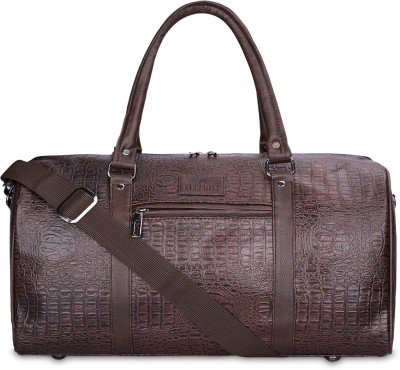 The CLOWNFISH Expedition Series 29L Faux Leather Crocodile Finish Duffle Bag-Dark Brown Duffel Without Wheels