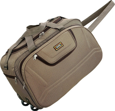 alias Travel Duffel Weekender Bag with 2 Wheels and Adjustable Shoulder Strap with 2 Compartments and 3 Pockets (Beige) Duffel With Wheels (Strolley)