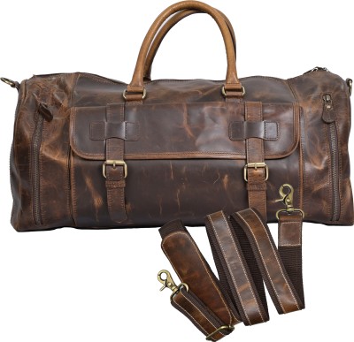 REONNDARLING Leather Duffle Bag with 1 Main Compartment, 1 Side Pocket & 1 Shoe Compartment Duffel Without Wheels