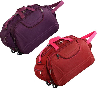 Zayn Enterprises (Expandable) Printed Soft Luggage Trolley Bag Combo Set of 2 with Wheels Duffel With Wheels (Strolley)