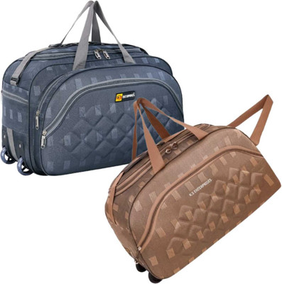 K.S ENTERPRISES (Expandable) 60 L Travel Duffle Bag with 2 Wheels Combo Duffel Bag For men and women Duffel With Wheels (Strolley)