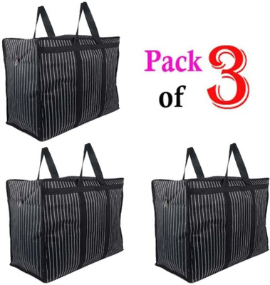 D STAR (Expandable) Multipurpose Extra Large Heavy Duty Storage Reusable Canvas Shopper Bag (3 Pcs) Duffel Without Wheels
