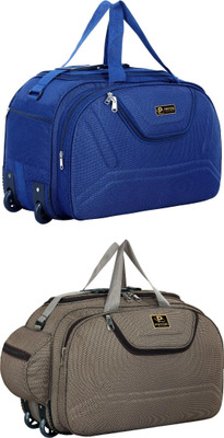 pryde (Expandable) @AM-NBLUE & M-BROWN_@ Duffel With Wheels (Strolley)
